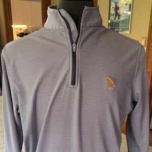 Peter Millar Perth Navy and White Striped Zip Up Sweater
